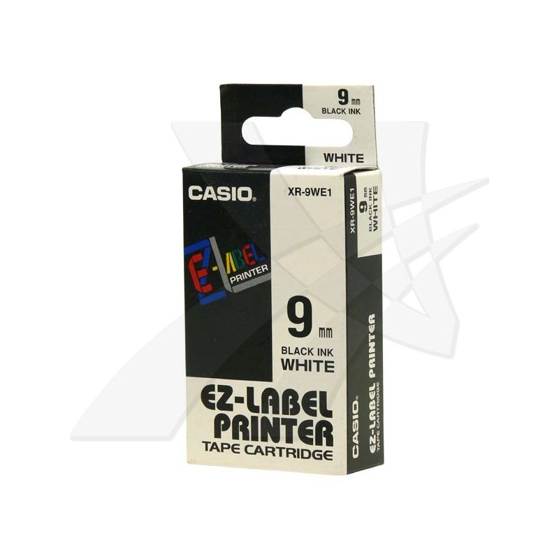 Casio originální páska do tiskárny štítků, Casio, XR-9WE1, černý tisk/bílý podklad, nelaminovaná, 8m, 9mm