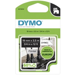 Dymo originální páska do tiskárny štítků, Dymo, 16957, S0718040, černý tisk/bílý podklad, 3.5m, 12mm, D1 speciální - flexibilní