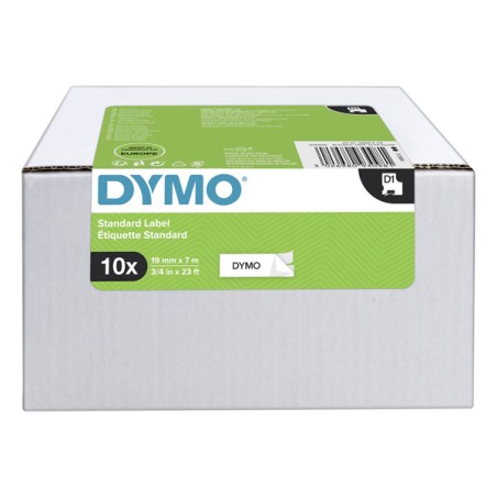 Dymo originální páska do tiskárny štítků, Dymo, 2093098, černý tisk/bílý podklad, 7m, 19mm, 10ks v balení, cena za balení, D1