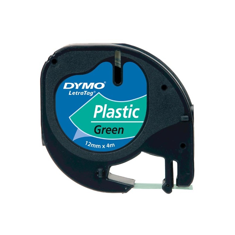 Dymo originální páska do tiskárny štítků, Dymo, 91204, S0721640, černý tisk/zelený podklad, 4m, 12mm, LetraTag plastová páska