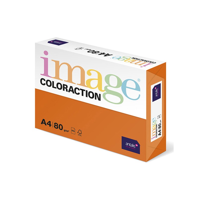 Xerografický papír Coloraction, Amsterdam, A4, 80 g/m2, cihlově oranžový, 500 listů, vhodný pro inkoustový tisk