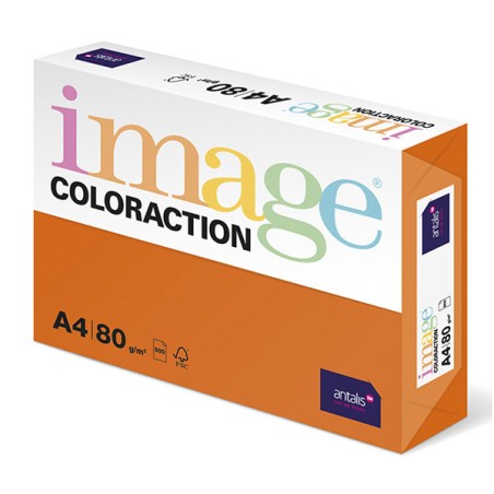 Xerografický papír Coloraction, Amsterdam, A4, 80 g/m2, cihlově oranžový, 500 listů, vhodný pro inkoustový tisk