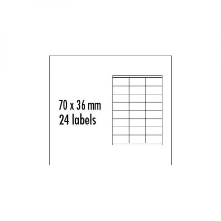 Logo etikety 70mm x 36mm, A4, matné, červené, 24 etikety, baleno po 10 ks, pro inkoustové a laserové tiskárny