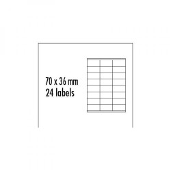 Logo etikety 70mm x 36mm, A4, matné, žluté, 24 etikety, baleno po 10 ks, pro inkoustové a laserové tiskárny