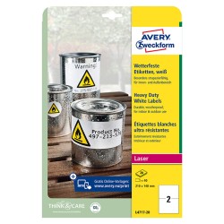 Avery Zweckform etikety 210mm x 148mm, A4, matné, bílé, 2 etikety, velmi odolné, baleno po 20 ks, L4717-20, pro laserové