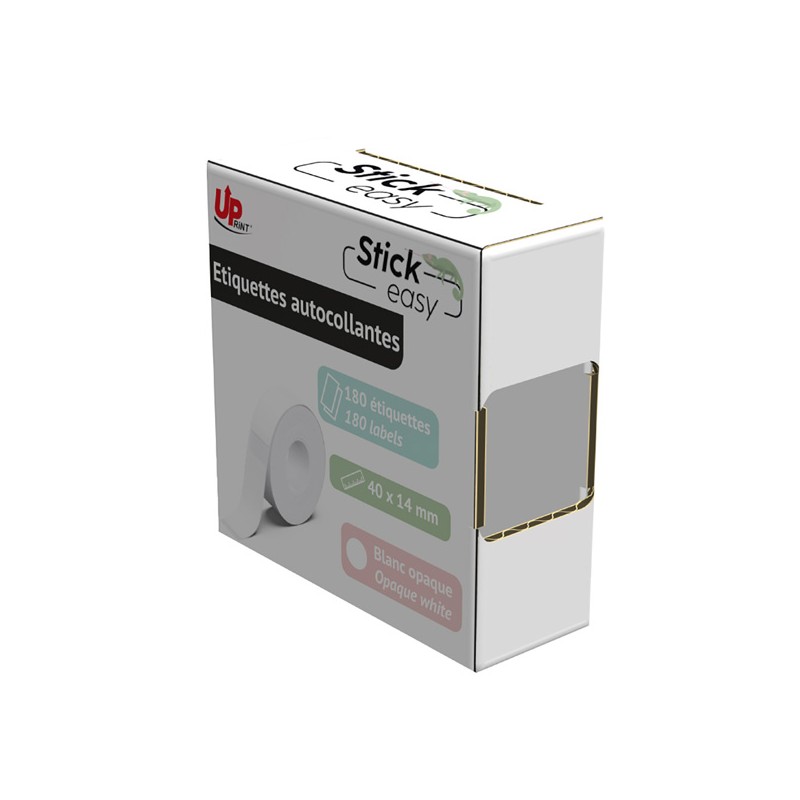 UPrint etikety 14mmx40mm, bílé, 180 etiket, UP21 180 WHITE, pro tiskárny StickEasy
