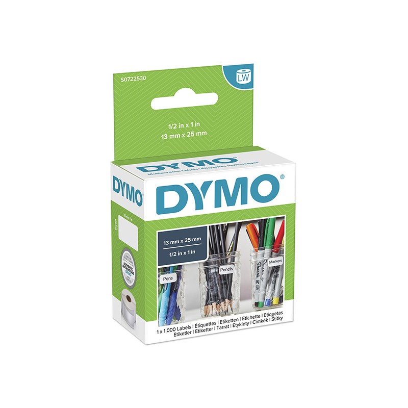 Dymo papírové štítky 25mm x 13mm, bílé, multifunkční, snímatelné, 1000 ks, 11353, S0722530