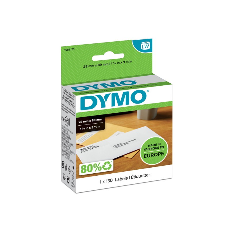 Dymo papírové štítky 89mm x 28mm, bílé, adresní, 130 ks, 1983173