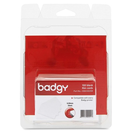 Badgy karty pro potisk, bílé, 0.50mm, baleno po 100 ks pro tiskárnu karet Badgy