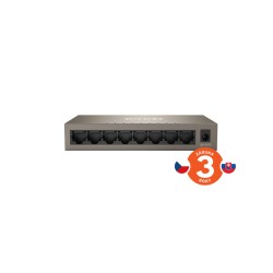 Tenda TEG1008M 8-port Gigabit Switch, 8x 10/100/1000 Mb/s, Fanless, MAC 4K, napájení AC/DC, i na zeď