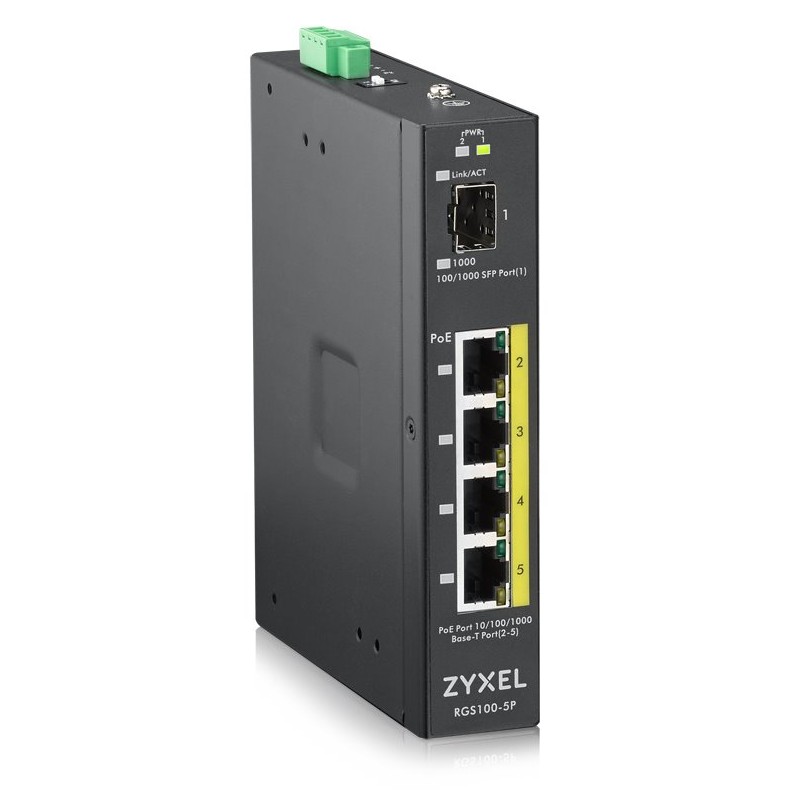 Zyxel 4xGb+1xSFP POE IP30 DIN 120W RGS100-5P