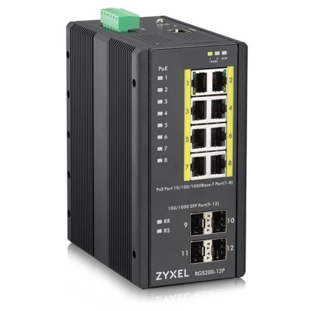 Zyxel 8xGb+4xSFP POE IP30 DIN 240W RGS200-12P