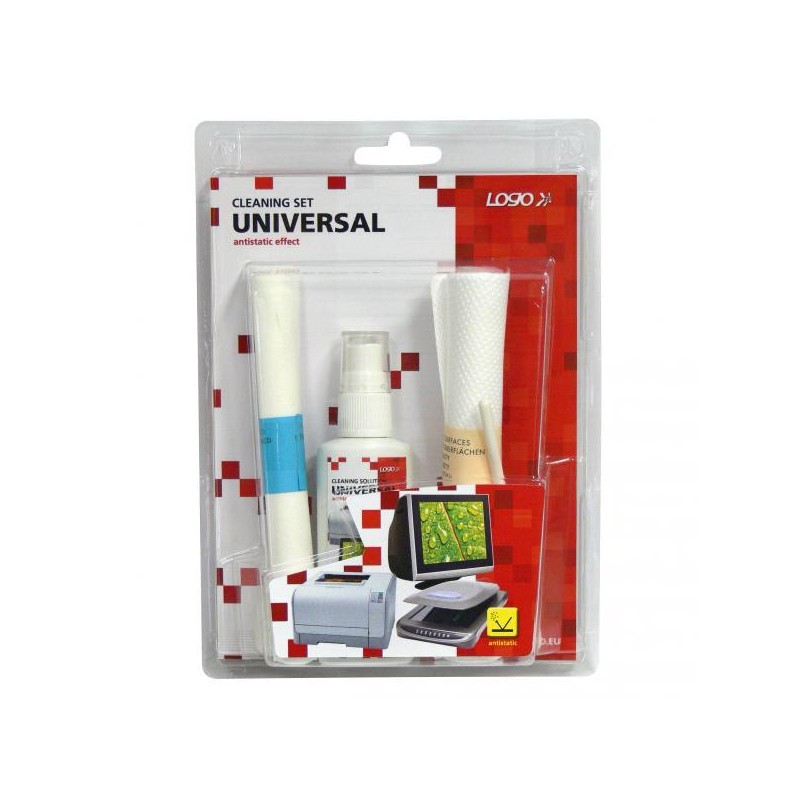 Čisticí sada univerzální, rozprašovač 50ml, 10 ubrousků, 3 aplikátory, Logo