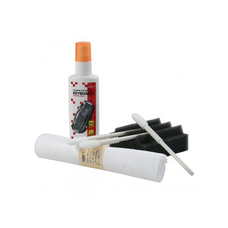 Čisticí sada, na klávesnice, spray 50ml, 5 ubrousků, 3 aplikátory, houbička, Logo