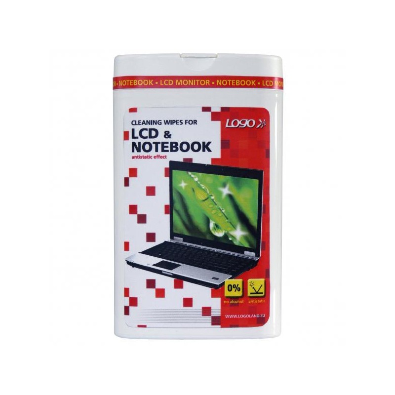 Čisticí trhací ubrousky, na LCD, notebooky, dóza, 50ks, Logo