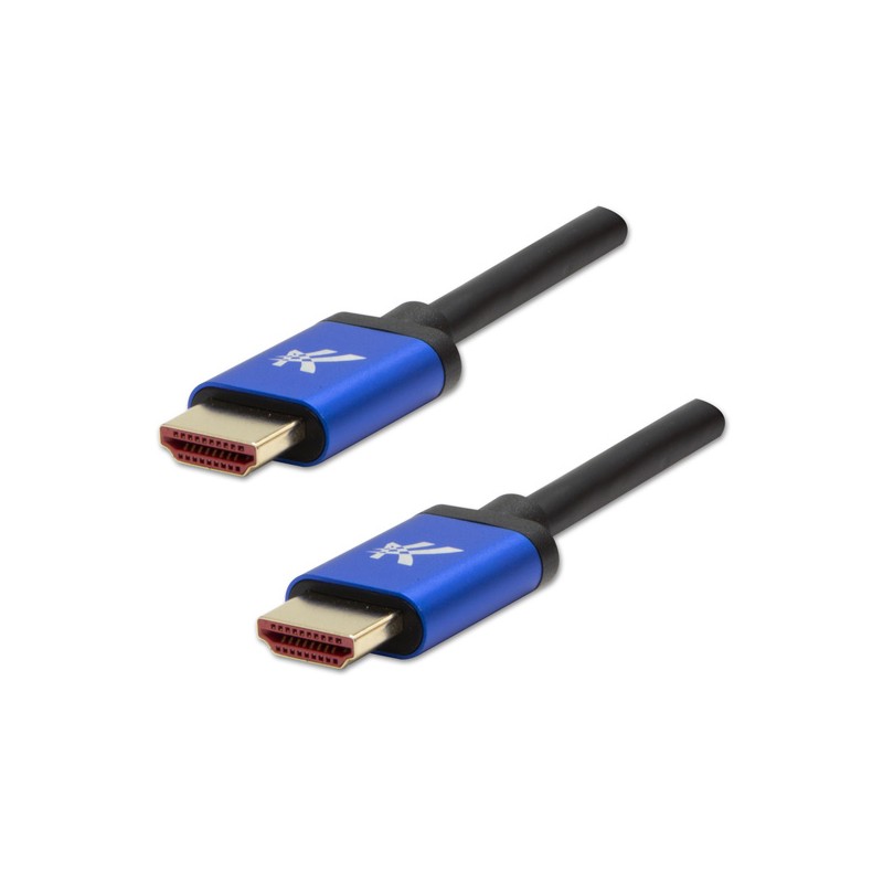 Video kabel HDMI samec - HDMI samec, HDMI 2.1 - Ultra High Speed, 2m, pozlacené konektory, hliníkové provedení krytky, modrý