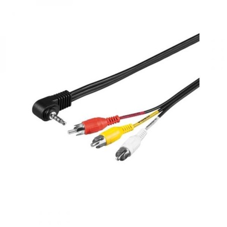 Audio/Video kabel Jack (3.5mm) samec - 3x CINCH samec, 1.5m, 4-pólovy jack 90&deg , černý, Logo blistr, DOPRODEJ