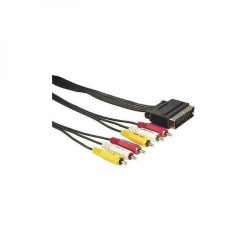 Video kabel SCART samec - 6x CINCH samec, 5m, černý, DOPRODEJ