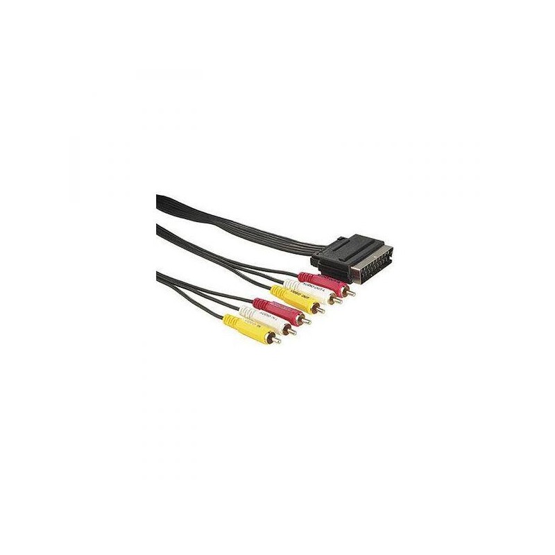Video kabel SCART samec - 6x CINCH samec, 5m, černý, DOPRODEJ