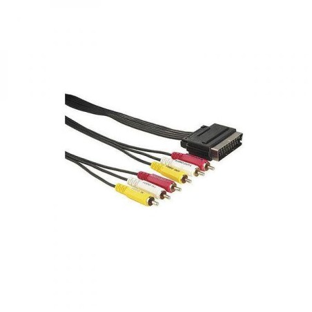 Video kabel SCART samec - 6x CINCH samec, 5m, černý, DOPRODEJ