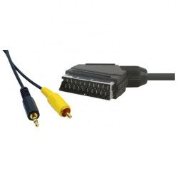 Video kabel SCART samec - CINCH samec + Jack (3.5mm) samec, 5m, černý, DOPRODEJ