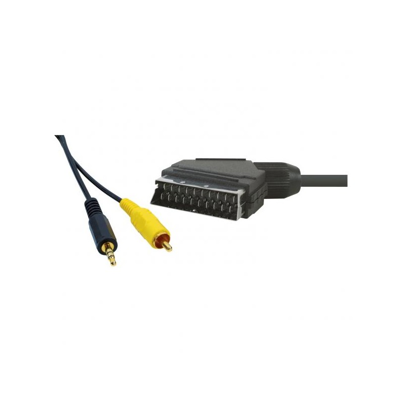 Video kabel SCART samec - CINCH samec + Jack (3.5mm) samec, 5m, černý, DOPRODEJ