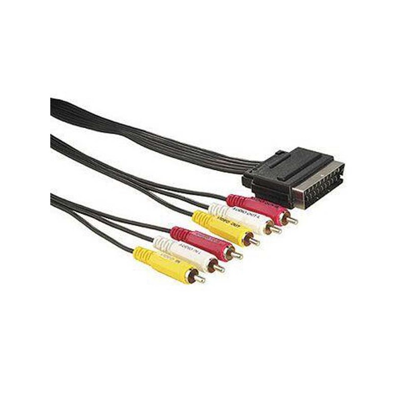 Video kabel SCART samec - 6x CINCH samec, 1.5m, černý, DOPRODEJ