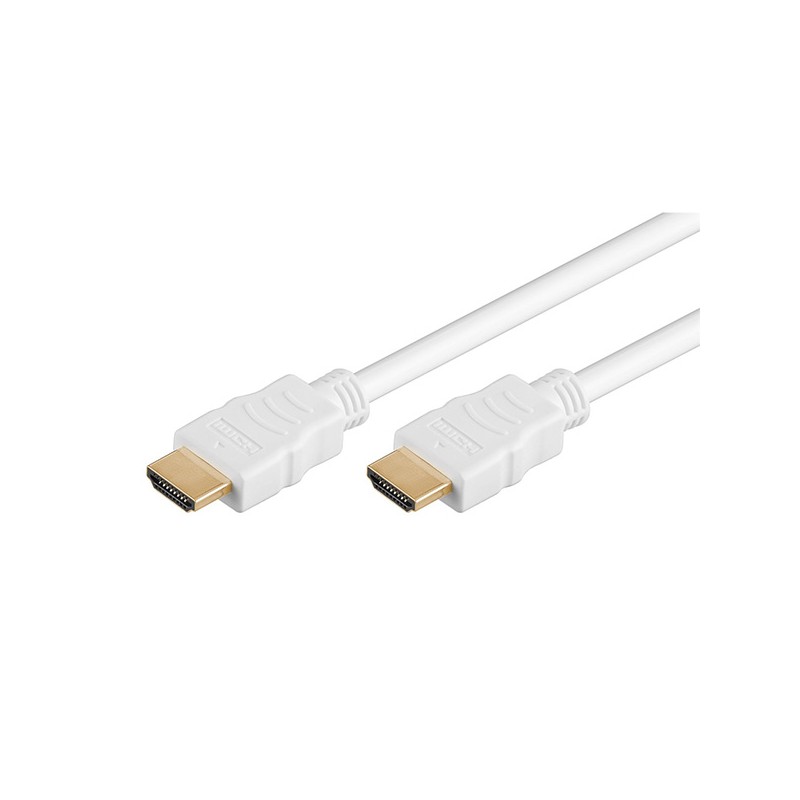 Video kabel HDMI samec - HDMI samec, HDMI 2.0 - High Speed with Ethernet, 0.5m, pozlacené konektory, bílý