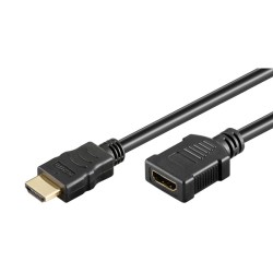 Prodlužovací video kabel HDMI samec - HDMI samice, HDMI 2.0 - Premium High Speed, 2m, pozlacené konektory, černý, DOPRODEJ