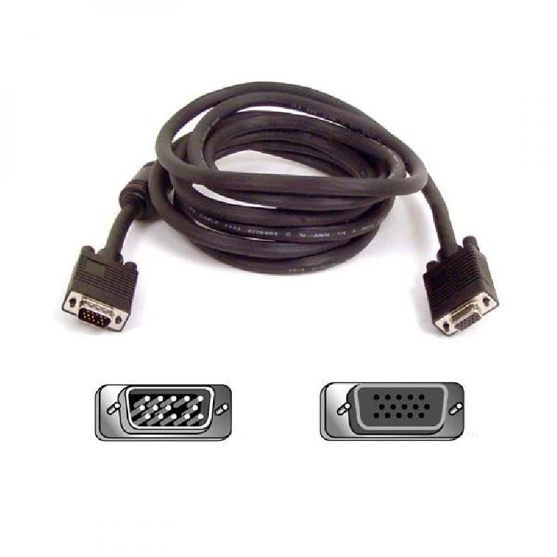 Prodlužovací video kabel SVGA (D-sub) samec - SVGA (D-sub) samice, 2m, stíněný, černý, DOPRODEJ