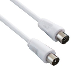 Antenní kabel Coax (9.5mm) samec - Coax (9.5mm) samice, 2m, 75 Ohm, bílý, DOPRODEJ
