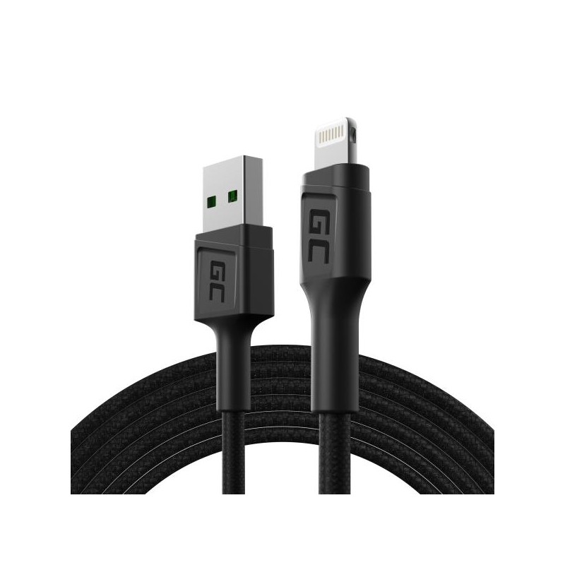 Green Cell kabel GC PowerStream USB-A - Lightning 200 cm, rychlé nabíjení Apple 2.4A