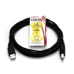 Logo USB kabel (2.0), USB A samec - USB B samec, 3m, černý 30261
