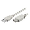 Logo USB prodlužovací kabel (2.0), USB A samec - USB A samice, 5m, šedý, blistr, DOPRODEJ