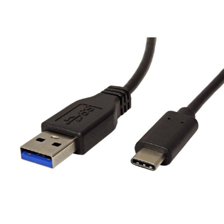 USB kabel (3.1), USB A samec - USB C samec, 1m, kulatý, černý, plastic bag, DOPRODEJ
