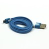 Logo USB kabel (2.0), USB A samec - microUSB samec, 1m, plochý, modrý, blistr, DOPRODEJ