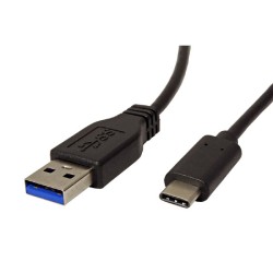 USB kabel (3.1), USB A samec - USB C samec, 2m, kulatý, černý, plastic bag, DOPRODEJ