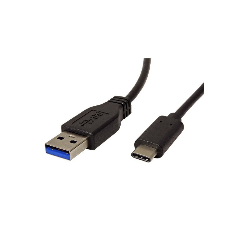 USB kabel (3.1), USB A samec - USB C samec, 2m, kulatý, černý, plastic bag, DOPRODEJ