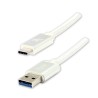 Logo USB kabel (3.2 gen 1), USB A samec - USB C samec, 2m, 5 Gb/s, 5V/3A, bílý, box, nylonové opletení, hliníkový kryt