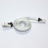 USB kabel (2.0), USB A samec - microUSB samec, 1m, plochý, bílý, DOPRODEJ