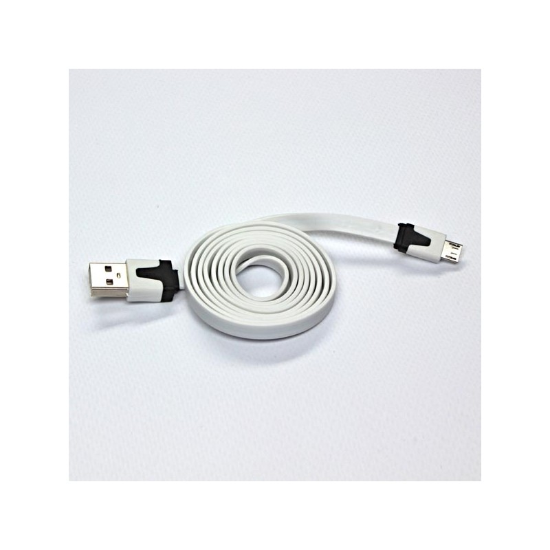 Logo USB kabel (2.0), USB A samec - microUSB samec, 1m, plochý, bílý, blistr, DOPRODEJ