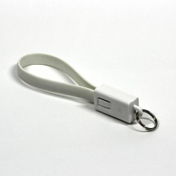 Logo USB kabel (2.0), USB A samec - microUSB samec, 0.2m, bílý, blistr, klíčenka, DOPRODEJ