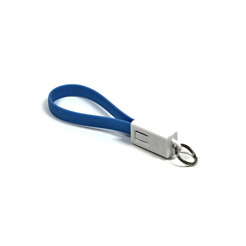 USB kabel (2.0), USB A samec - microUSB samec, 0.2m, modrý, klíčenka, DOPRODEJ