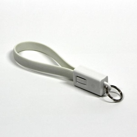 USB kabel (2.0), USB A samec - microUSB samec, 0.2m, bílý, klíčenka, DOPRODEJ