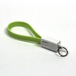 USB kabel (2.0), USB A samec - microUSB samec, 0.2m, světle zelená, klíčenka, DOPRODEJ