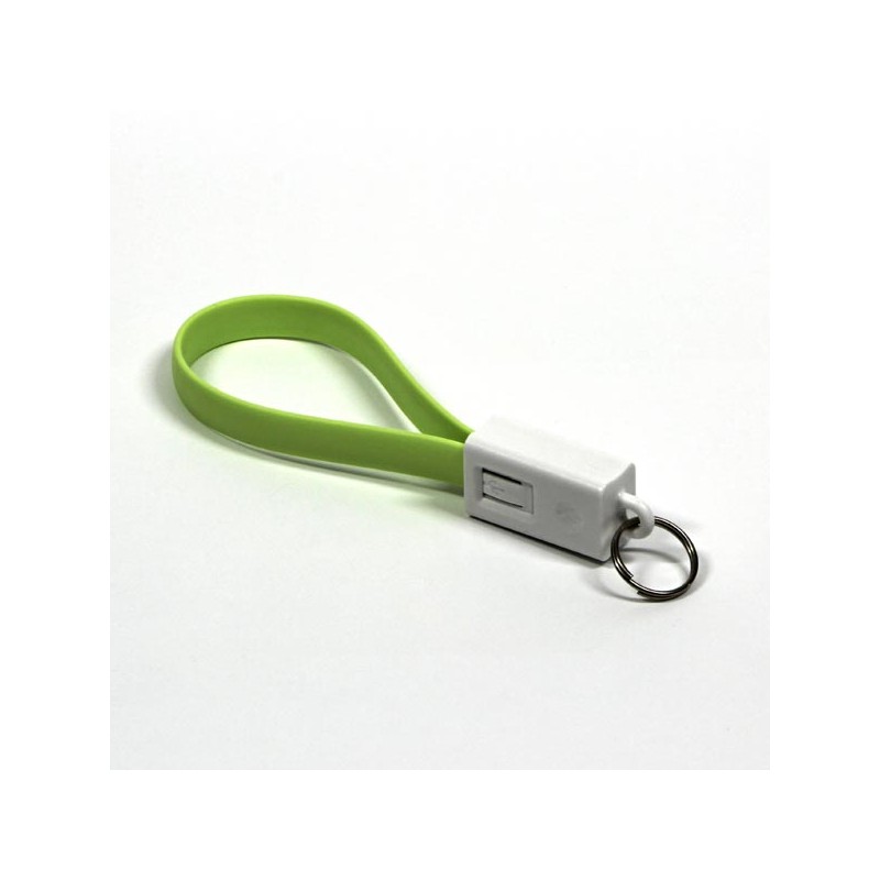 USB kabel (2.0), USB A samec - microUSB samec, 0.2m, světle zelená, klíčenka, DOPRODEJ