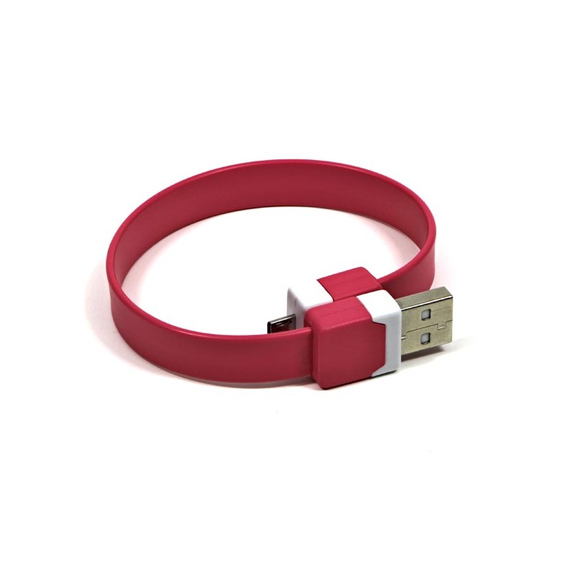 Logo USB kabel (2.0), USB A samec - microUSB samec, 0.25m, růžový, blistr, náramek, DOPRODEJ