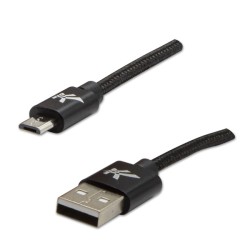 Logo USB kabel (2.0), USB A samec - microUSB samec, 2m, 480 Mb/s, 5V/1A, černý, box, nylonové opletení, hliníkový kryt