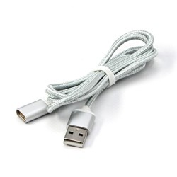 USB kabel (2.0), USB A samec - Magnetická koncovka, 1m, stříbrný, DOPRODEJ