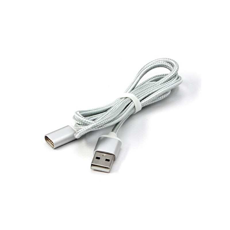 USB kabel (2.0), USB A samec - Magnetická koncovka, 1m, stříbrný, DOPRODEJ